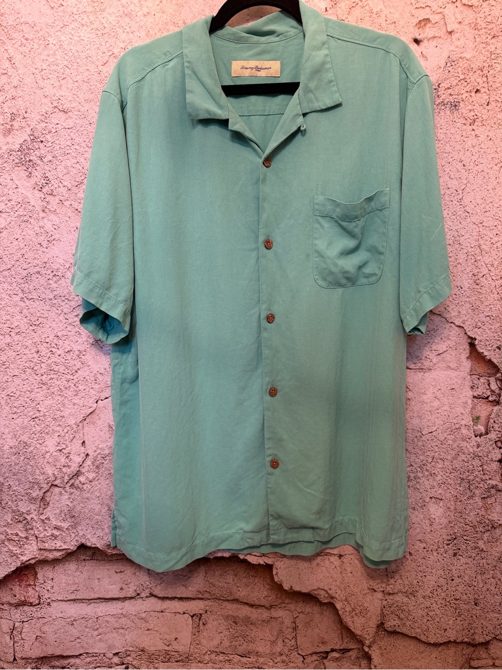 MENS Tommy Bahama Silk Seafoam Green Short-Sleeve Shirt